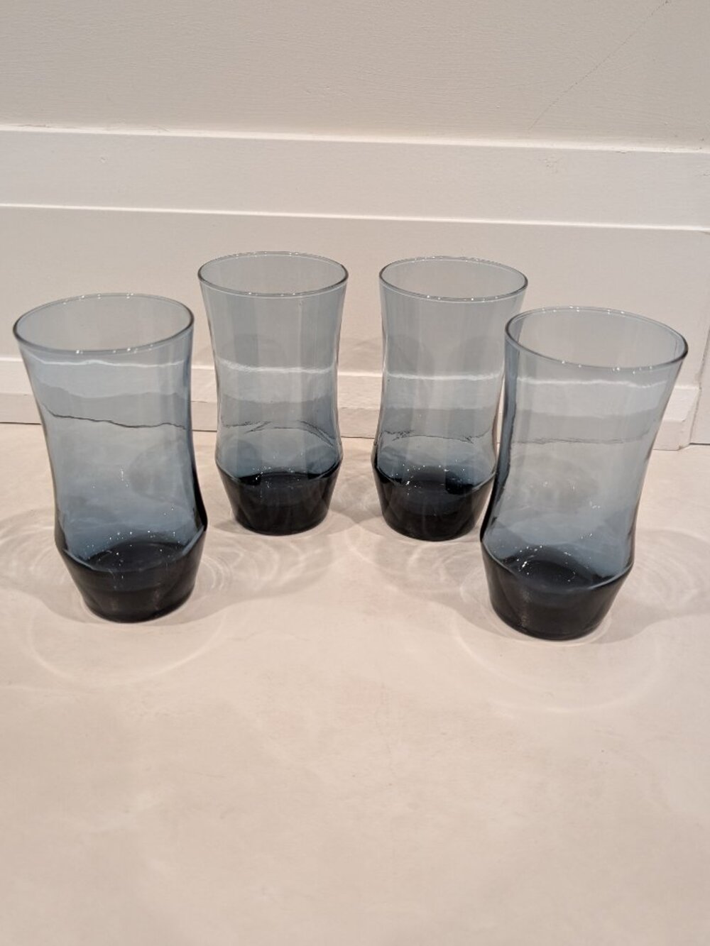Vintage Libbey Apollo Dusky Blue Tumbler Glasses Set of 4 MCM 13oz
